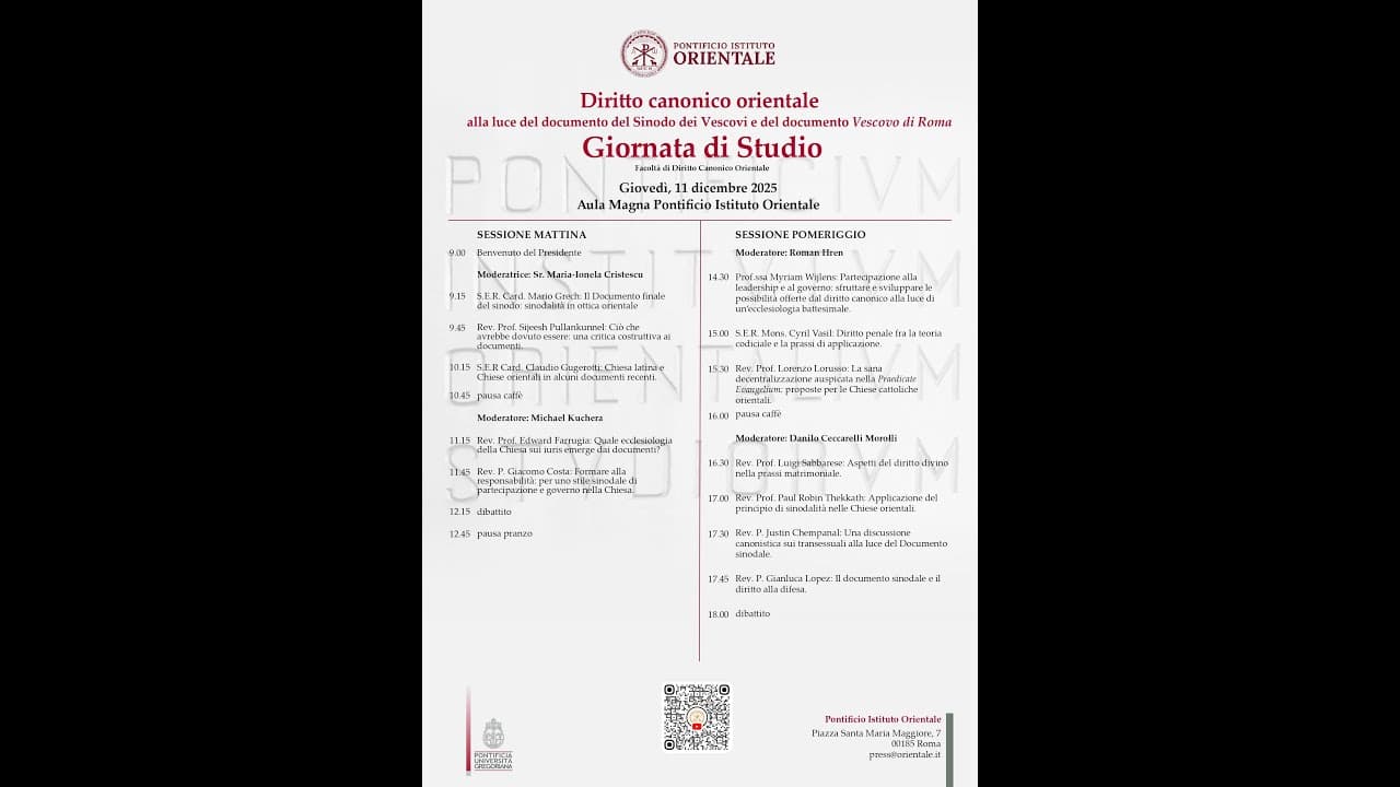 Giornata di Studio "Diritto canonico orientale"